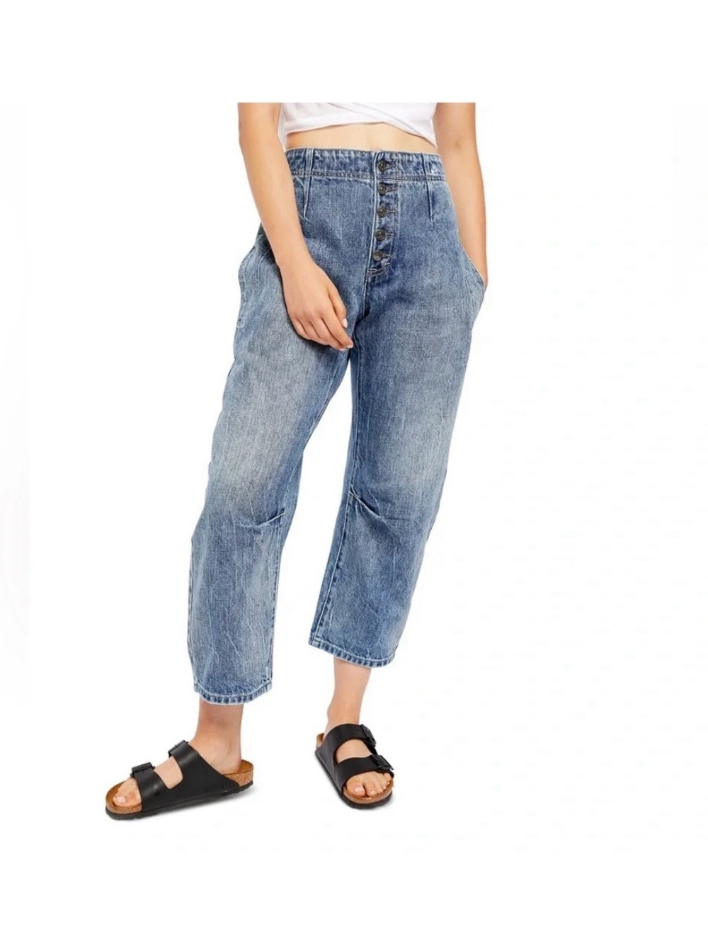 Free People we the free Osaka High-Rise wide leg barrel jeans sz 24